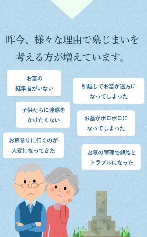 昨今、様々な理由で墓じまいを考える方が増えています。